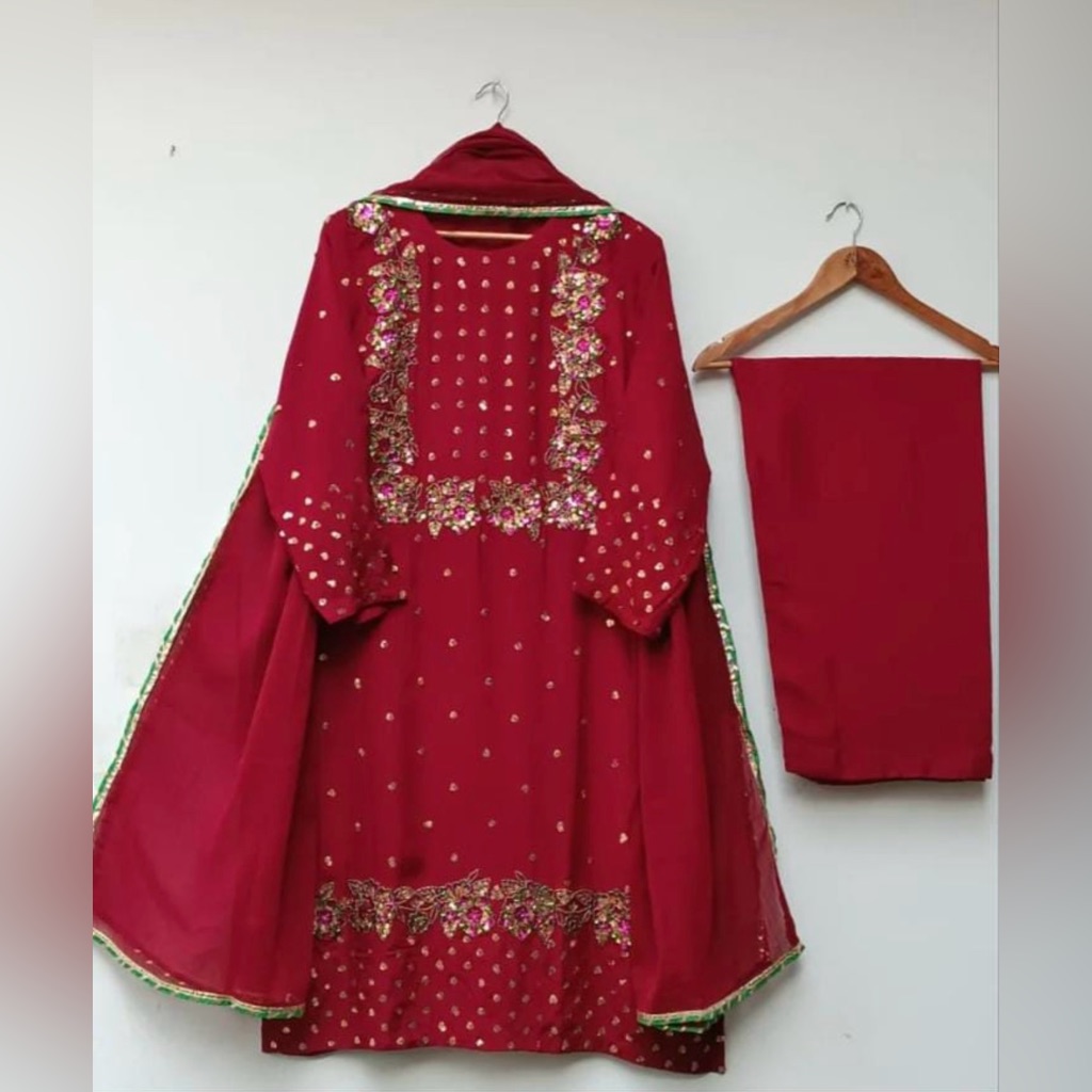 Category 3pc Shirt Trouser Chiffon Dupatta Fabric Silk Shirt Length 44